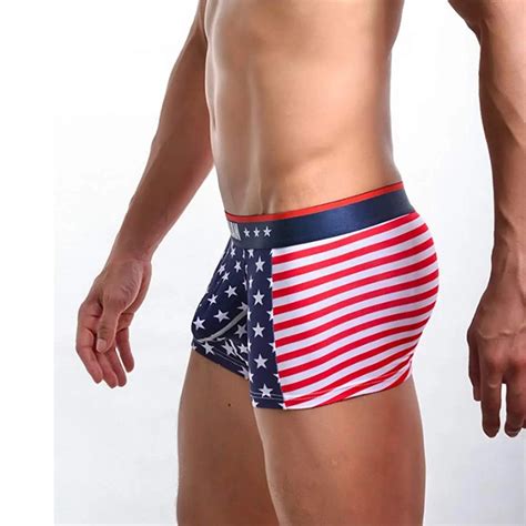 Buy Trendyest Mens Sexy Underwear Men Underwear Star Stripes Pattern Clear Band Boxer Brief Men