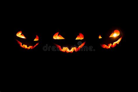 Halloween Pumpkin Smile And Scary Eyes For Party Night Close Up View