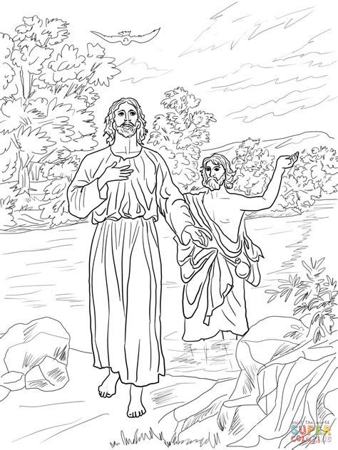 Jesus Baptized by John the Baptist coloring page | Free Printable Coloring Pages