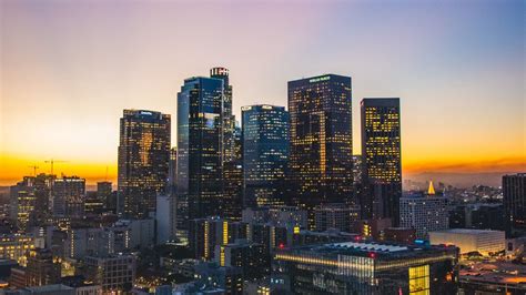 Download Wallpaper 1920x1080 Los Angeles Usa Skyscrapers Sunset Full