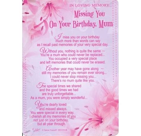 Graveside Memorial Card Missing You On Your Birthday Mum 1st Class Post