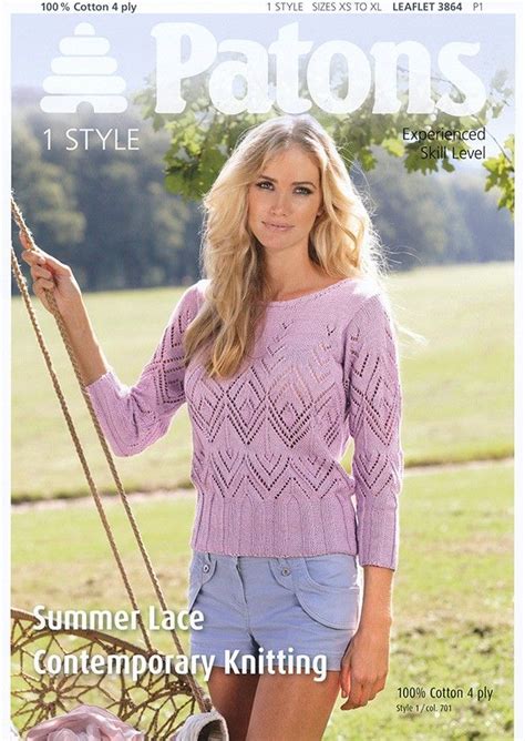 Lacey Top In Patons 100 Cotton 4 Ply 3864 Jumper Knitting Pattern