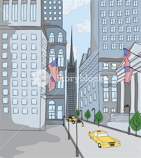 New York Cartoon Background Vector Illustration Royalty Free Stock