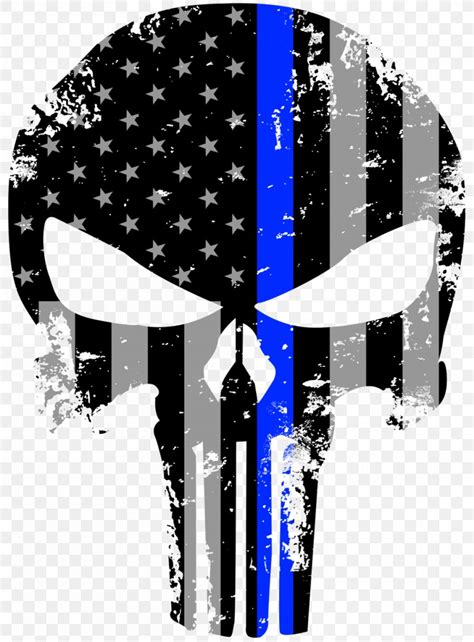 Punisher United States Thin Blue Line Decal Police Officer Png