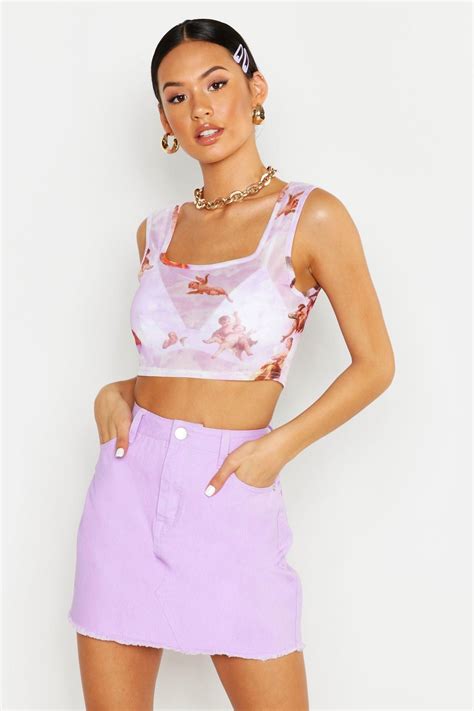 Womens Denim Frayed Hem Mini Skirt Purple 2 Pop Fashion Colorful Fashion Denim Fashion