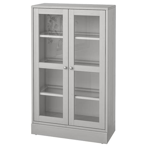 Havsta Glass Door Cabinet With Base Gray Clear Glass 31 78x14 5