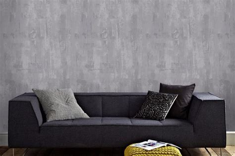 Living Room Grey And Ochre Wallpaper