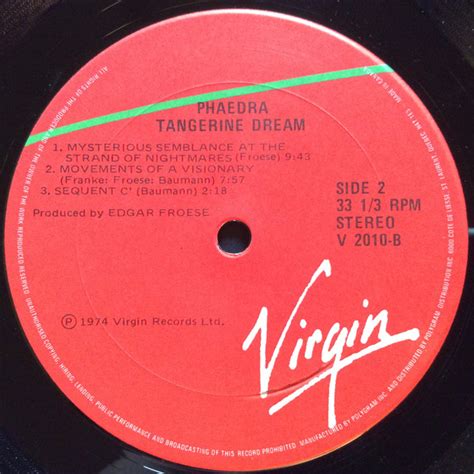 Tangerine Dream Phaedra Vinyl Lp Canadian Pressing Record