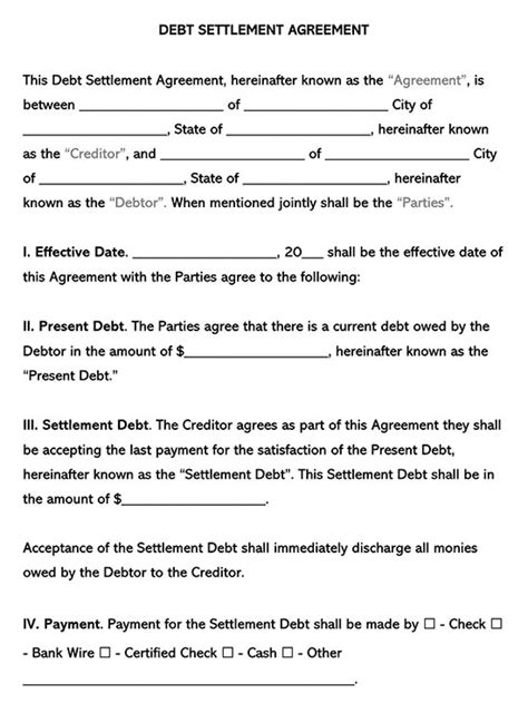 Sample Agreement Letter For Debt Settlement Free Letters Gambaran