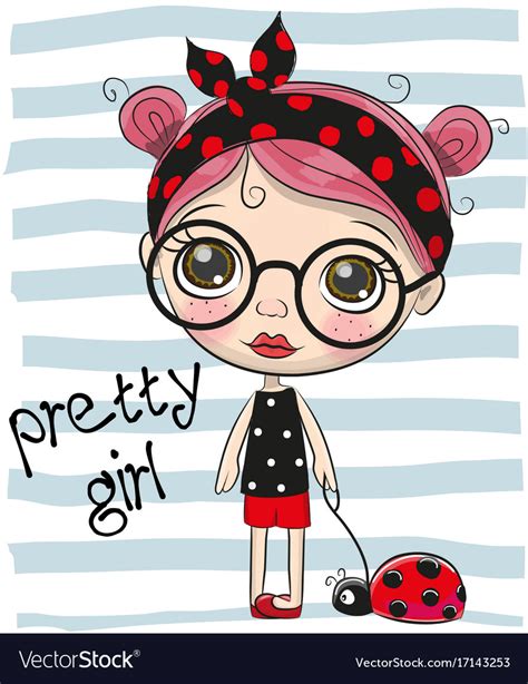 Cute Cartoon Girl With Big Glasses Royalty Free Vector Image