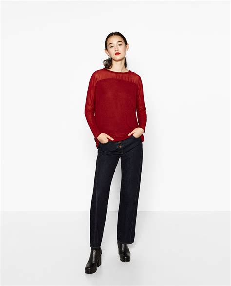 Image Of Contrast Sheer T Shirt From Zara Zara Fashion Zara