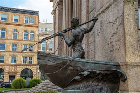 New Bedford Whaling Historic Buildings Harpoon Statue Editorial