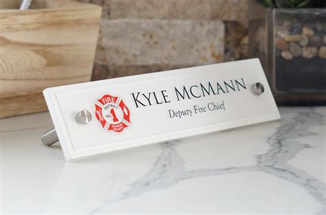 Fire Department Desk Name Plate 10 X 25 Inches Wood Acrylic And