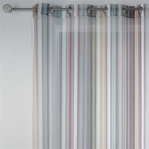Caly Striped Eyelet Voile Curtain Panel Multi Tonys Textiles