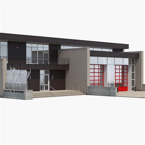 Modern Fire Station Building 3d Model Ad Firemodernstationmodel