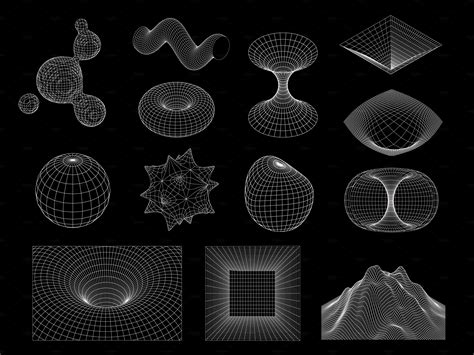 Wireframe Geometric Shapes Vector Pre Designed Illustrator Graphics