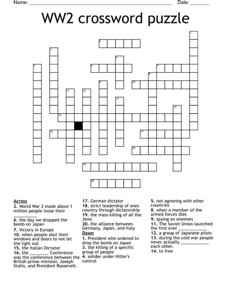 Ww2 Crossword Puzzle Wordmint