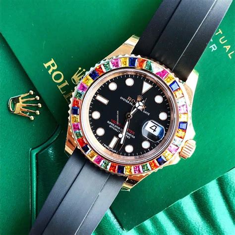 Rolex Yacht Master Custom Diamond Sapphire Bezel Sats For 28 449 For Sale From A Trusted Seller