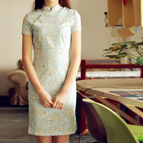 2012 Qipao Dress Vintage Flower Short Design Fluid Linen Cheongsam In