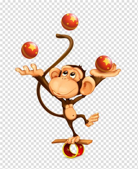Circus Monkey Illustration Play Ball Cartoon Monkey Transparent