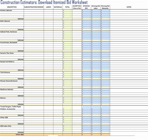 Bid Tracker Excel Template