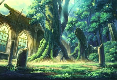 Anime Forest City Forest Anime Hd Wallpaper Pxfuel