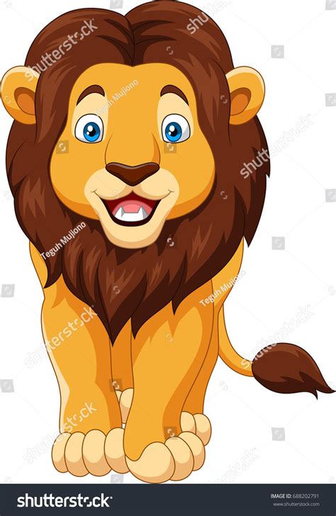 Cartoon Happy Lion Isolated On White Stock Illustration 688202791