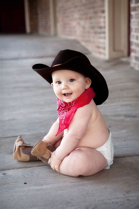 Baby In Cowboy Hat And Boots 6 Month Baby Picture Ideas Boy Baby Boy