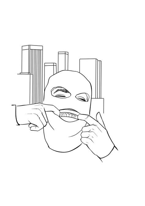 A Person Wearing A Mask And Holding Something In Front Of Their Face With Cityscape In The