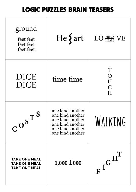 Brain Teaser Logic Puzzles Printable