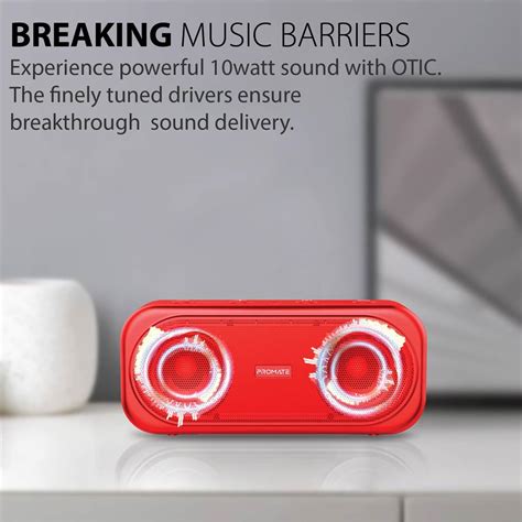 Promate 10w Bluetooth Speaker W Aux Usb And Microsd Playback Red Ot