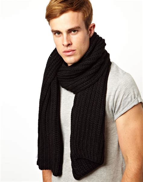 Lyst French Connection Chunky Knit Scarf In Black For Men