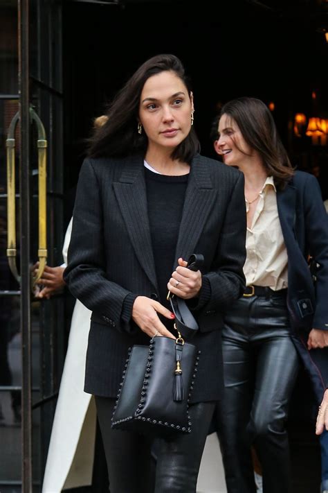 Gal Gadot In Leather Pants Black Boots And A Black Blazer Out In New York 04282023 Hawtcelebs