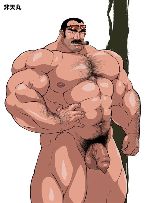 Rule 34 Balls Bara Gay Hairy Hitenmaru Male Male Only Moustache Muscles Muscular Penis Solo