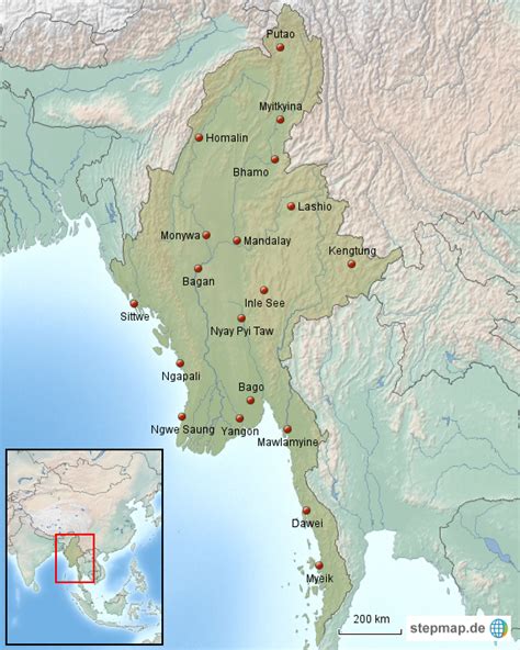 Discover sights, restaurants, entertainment and hotels. Myanmar_Karte_2014 von ID-Reisewelt - Landkarte für Burma