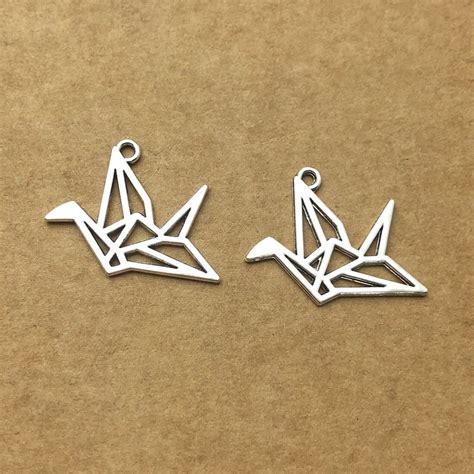 50pcs Origami Paper Crane Charms Antique Silver Tone Jewelry Etsy