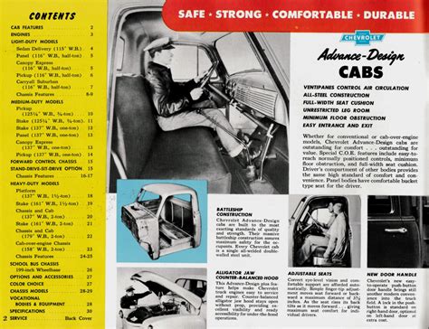 Nostalgia On Wheels 1952 Chevrolet Trucks Brochure Specs Options