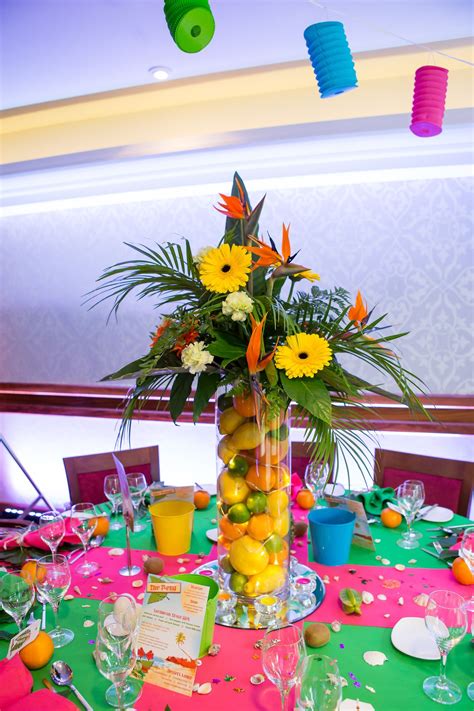 Caribbean Tropical Beach Party Table Displays Beach Party Decorations