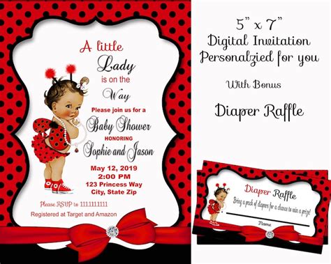 Ladybug Baby Shower Invitation Lady Bug Love Bug Red And Etsy