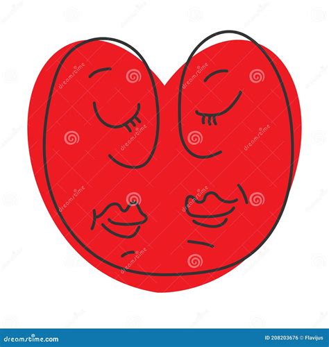 Abstract Continuous One Line Drawing Faces Couple In Love Stock Vector Illustration Of