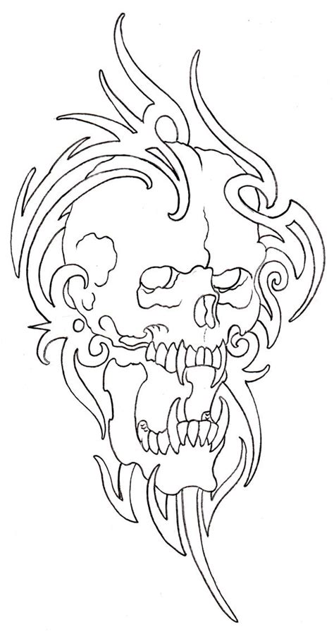 Tribal Skull Outline 08 By Vikingtattoo On Deviantart
