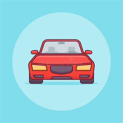 Red Car Flat Line Icon Vector Illustration Stock Vector