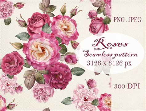 Flower backgrounds and photo backgrounds, for collages, design in photoshop. Seamless floral pattern. PNG Jpeg format. Watercolor roses ...