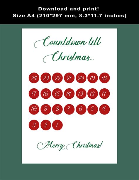 Countdown Till Christmas Merry Christmas Calculate Etsy In 2022