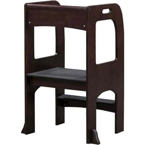 Homestock Espresso Kids On The Rise Kitchen Step Stool Chair Wooden