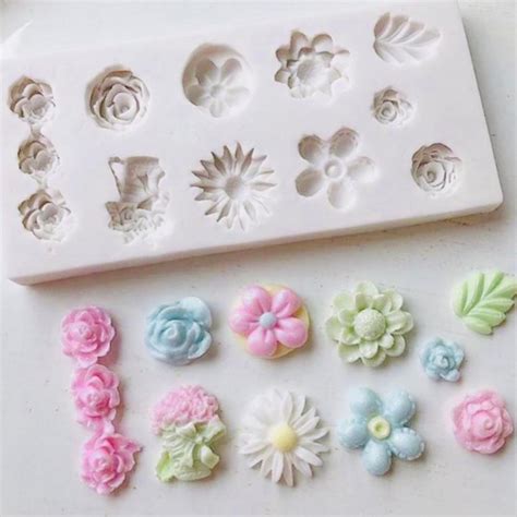 molde de silicone flores diversas mod 3