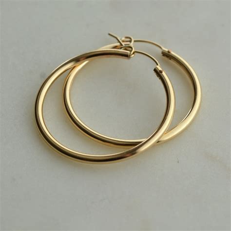 Pair 35mm Thick 14K Gold Filled Hoops Large Gold Hoops Etsy