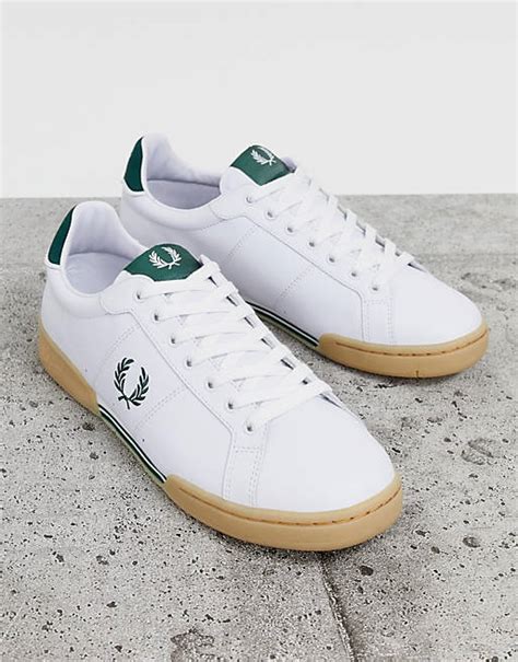 Fred Perry B722 Gum Sole Leather Sneakers In White Asos