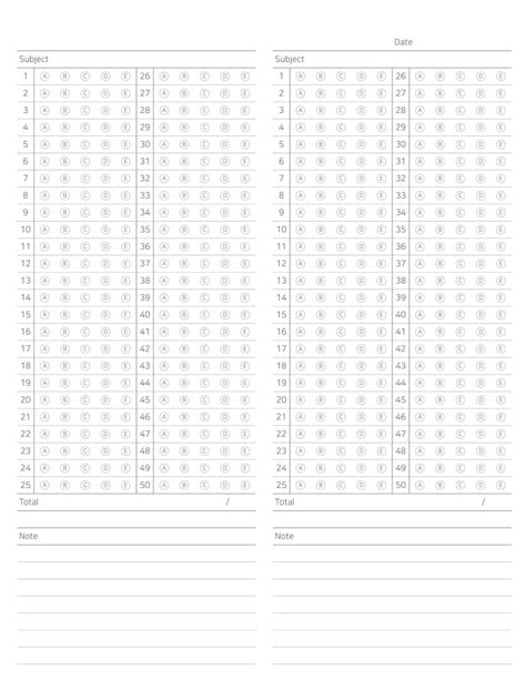 Answer Sheet Answer Sheet Printable Answer Sheet Instant Download Etsy