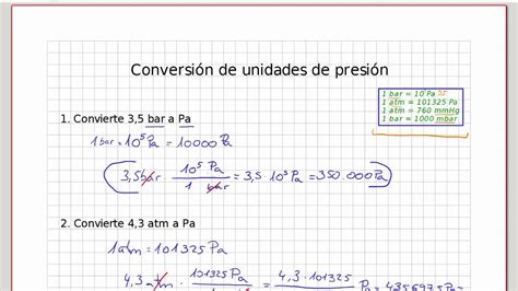 Conversión De Unidades De Presión Con Factores De Conversión Youtube